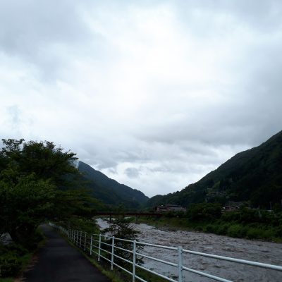 遠山郷　逆さ富士　台風