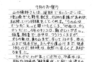 観音霊水 若旦那のお便り 遠山郷