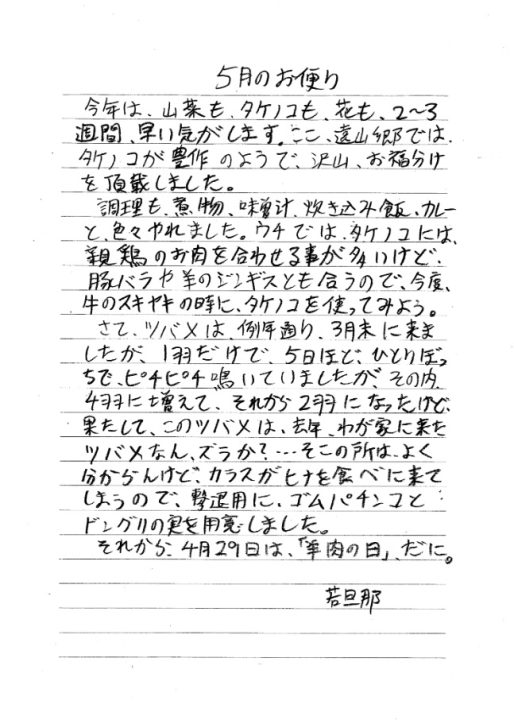 若旦那のお便り 遠山郷