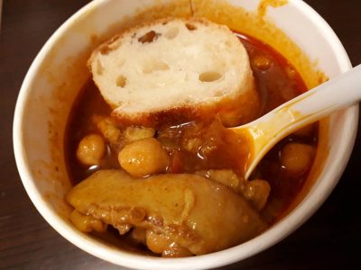 イノシシのヨロイ　カレースープ　ひよこ豆